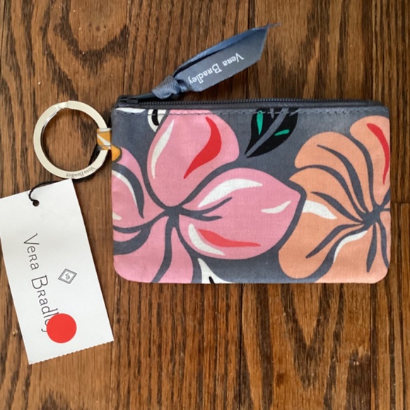 Vera Bradley Coastal Paradise zip ID case with keyring - Picture 2 of 3